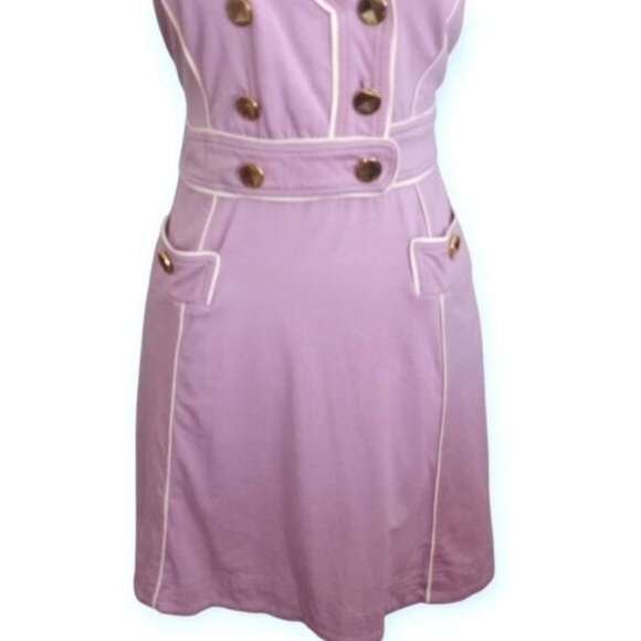 Marc By Marc Jacobs Purple & Cream Double-Breasted Mini Dress Sz.M EUC - Picture 3 of 8